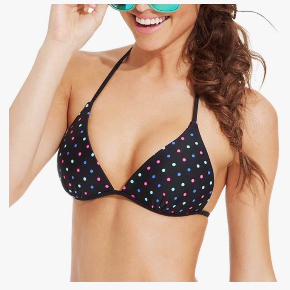⭐️ California Waves Polka Dot Halter Bikini Top S